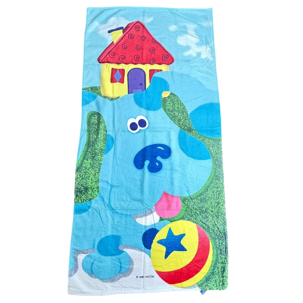 Blue's Clues Kids Cotton 1999 Backyard Beach Bath Towel Viacom 29x59" EC Vintage